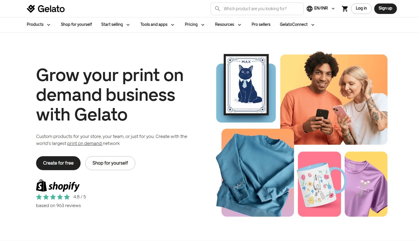 Screenshot of the Gelato homepage, taken October 2026
